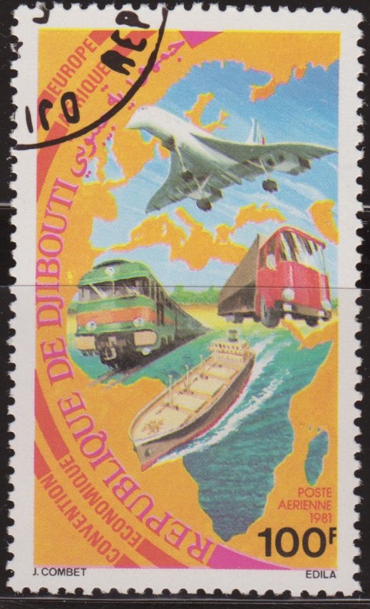 Djibouti 1981 Scott C143 Sello * European African Economic Convention 100F Correo Aereo